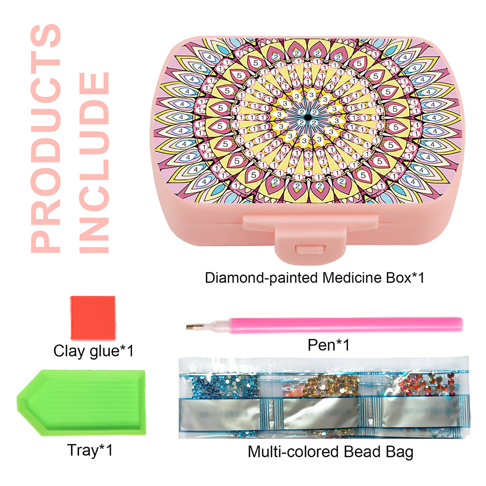 2Pcs 5D DIY Animal Theme Diamond Art Pill Storage Case Rhinestone Pill Organizer