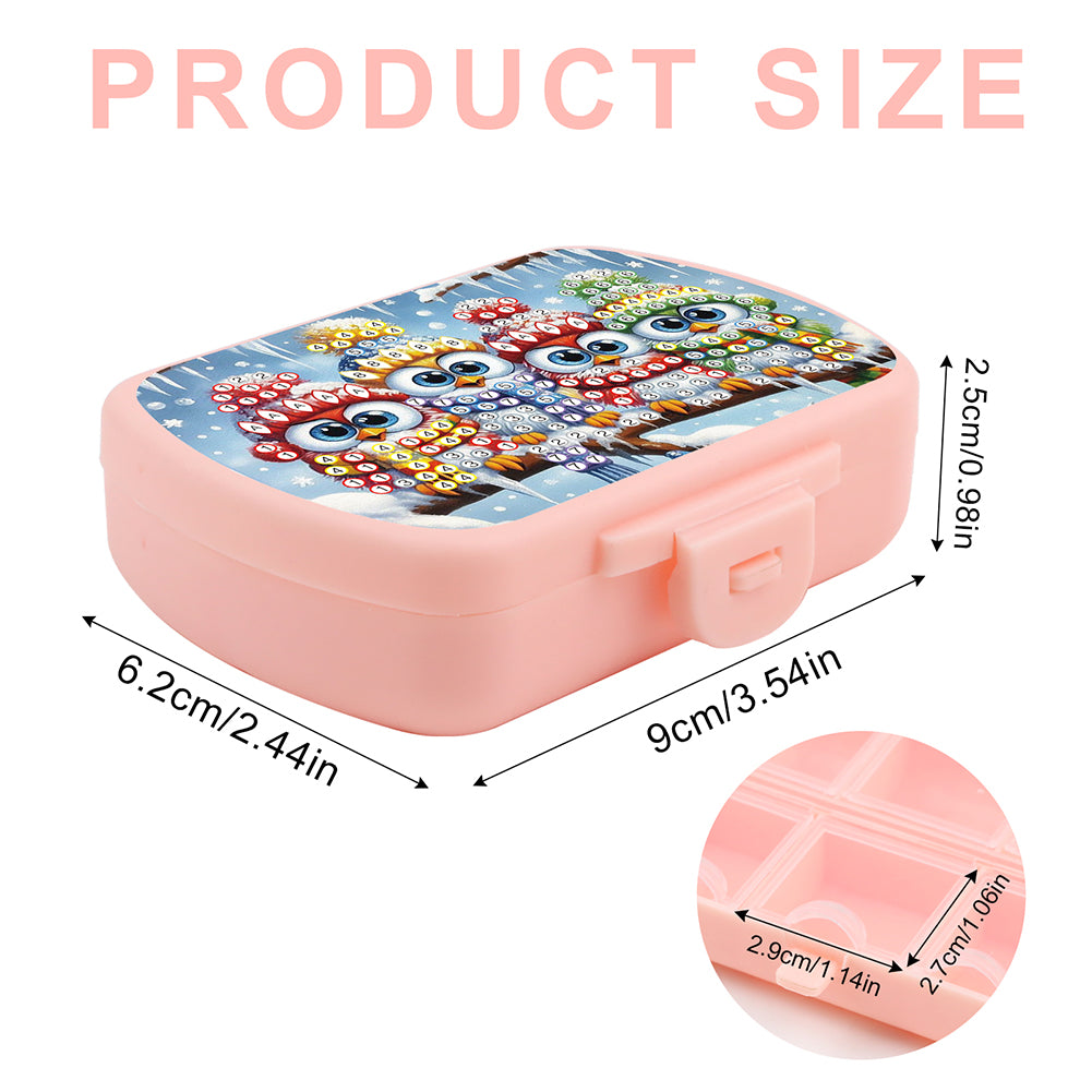 2Pcs 5D DIY Animal Theme Diamond Art Pill Storage Case Rhinestone Pill Organizer