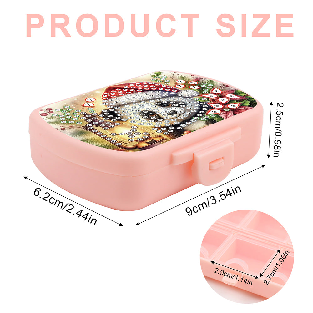 2Pcs 5D DIY Animal Theme Diamond Art Pill Storage Case Rhinestone Pill Organizer