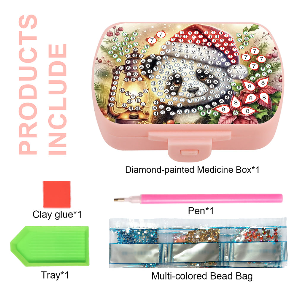 2Pcs 5D DIY Animal Theme Diamond Art Pill Storage Case Rhinestone Pill Organizer
