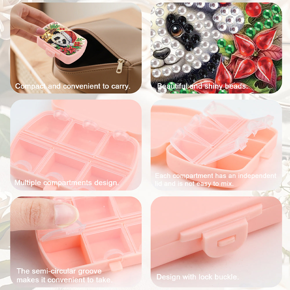 2Pcs 5D DIY Animal Theme Diamond Art Pill Storage Case Rhinestone Pill Organizer