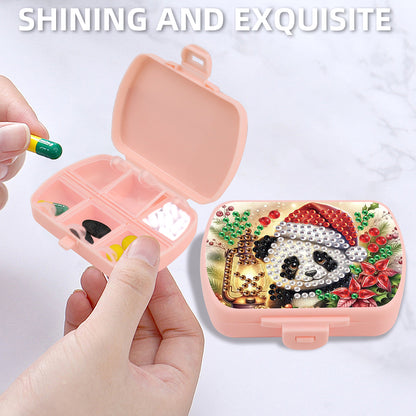 2Pcs 5D DIY Animal Theme Diamond Art Pill Storage Case Rhinestone Pill Organizer