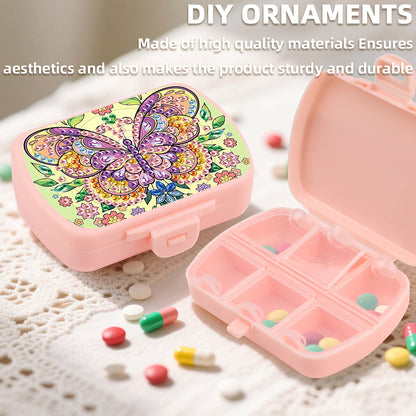 2Pcs 5D DIY Animal Theme Diamond Art Pill Storage Case Rhinestone Pill Organizer