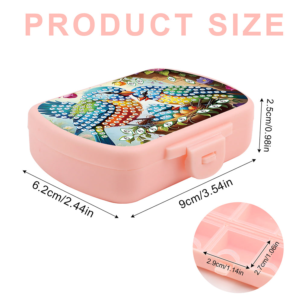 2Pcs 5D DIY Animal Theme Diamond Art Pill Storage Case Rhinestone Pill Organizer