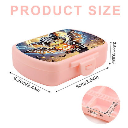 2Pcs 5D DIY Animal Theme Diamond Art Pill Storage Case Rhinestone Pill Organizer
