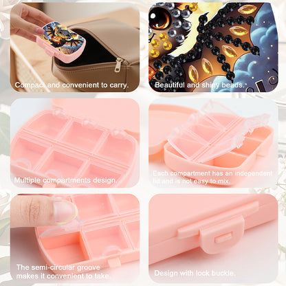 2Pcs 5D DIY Animal Theme Diamond Art Pill Storage Case Rhinestone Pill Organizer