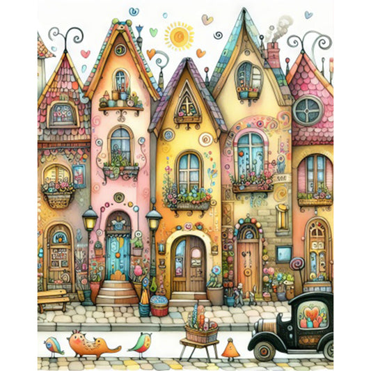 Colorful House - Full Round Drill Diamond Painting 40*50CM