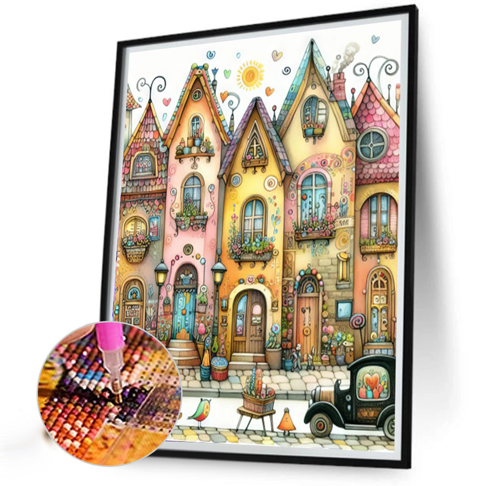 Colorful House - Full Round Drill Diamond Painting 40*50CM