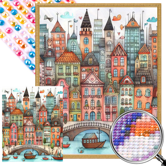 Colorful House - Full Round Drill Diamond Painting 40*50CM