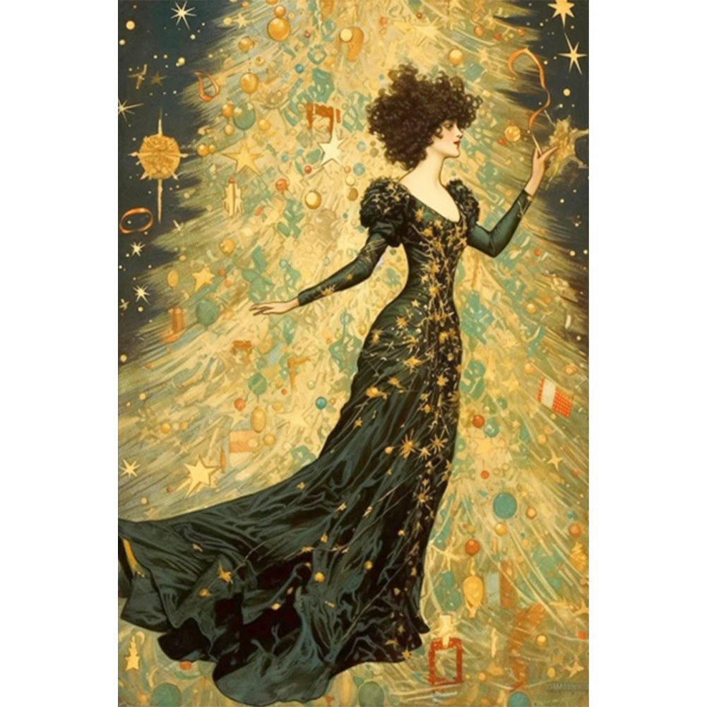 Christmas Tree Lady - Full Round Drill Diamond Painting 40*60CM