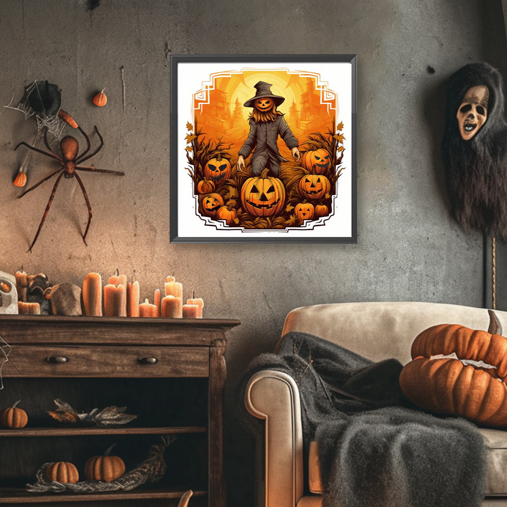 Halloween Pumpkin Skeleton - Full Round Drill Diamond Painting 40*40CM