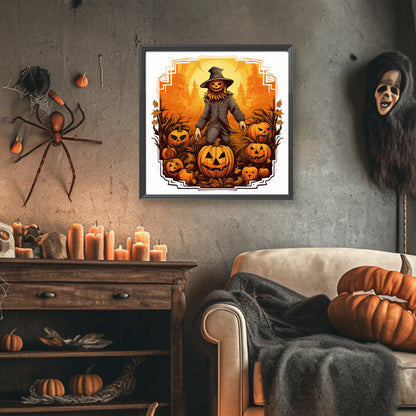 Halloween Pumpkin Skeleton - Full Round Drill Diamond Painting 40*40CM