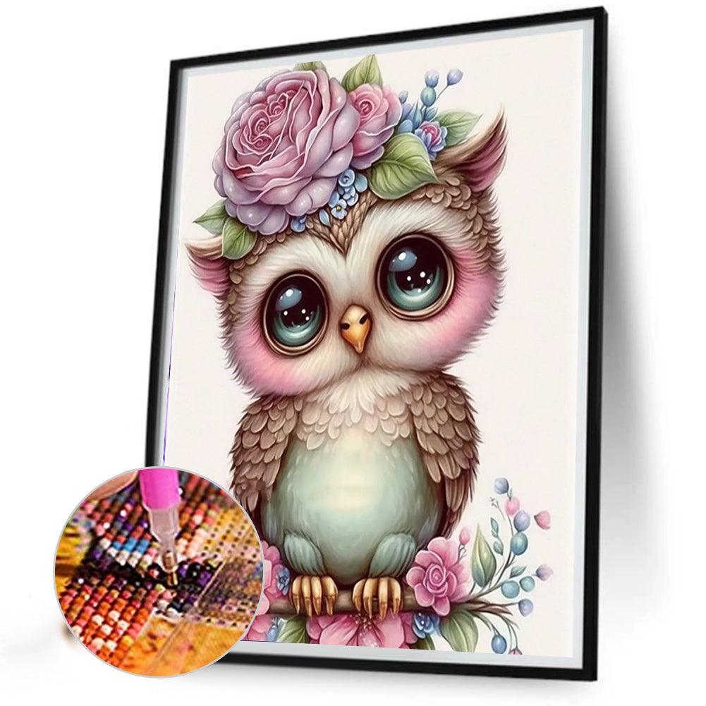 Cute Owl - Full Round Drill Diamond Painting 40*50CM