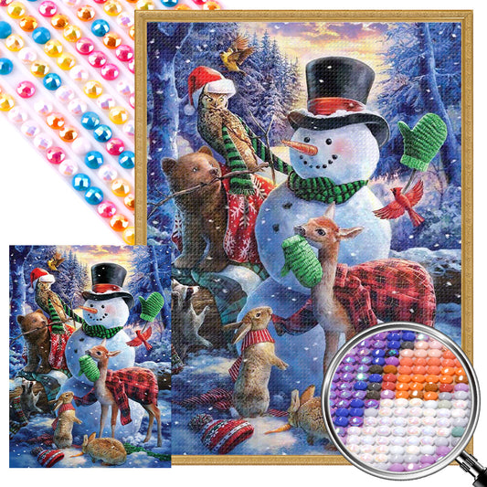 Christmas Snowman - Full Round Drill Diamond Painting 40*54CM