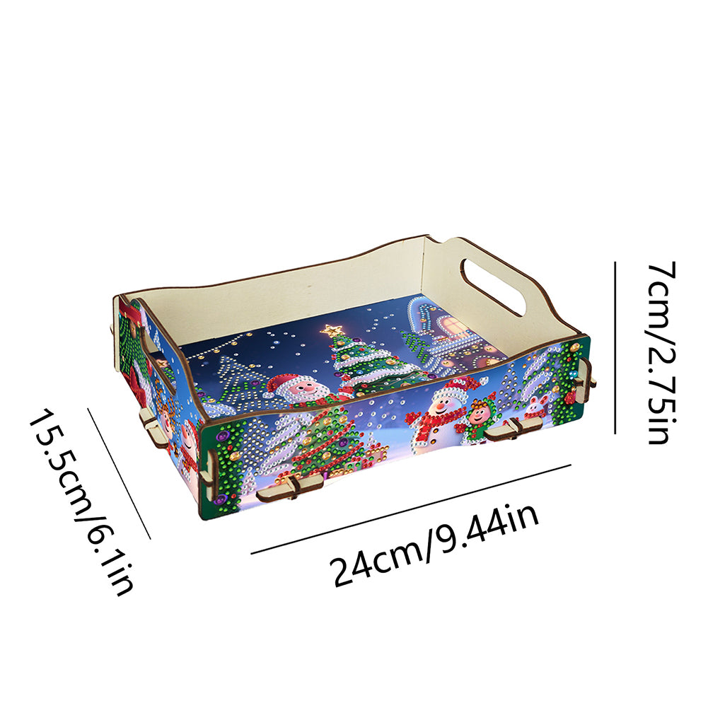 DIY Diamond Painted Dining Plate with Handle Wooden Food Tray Home Decor Gift