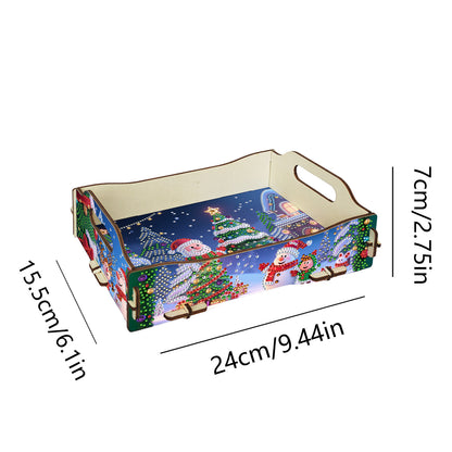 DIY Diamond Painted Dining Plate with Handle Wooden Food Tray Home Decor Gift