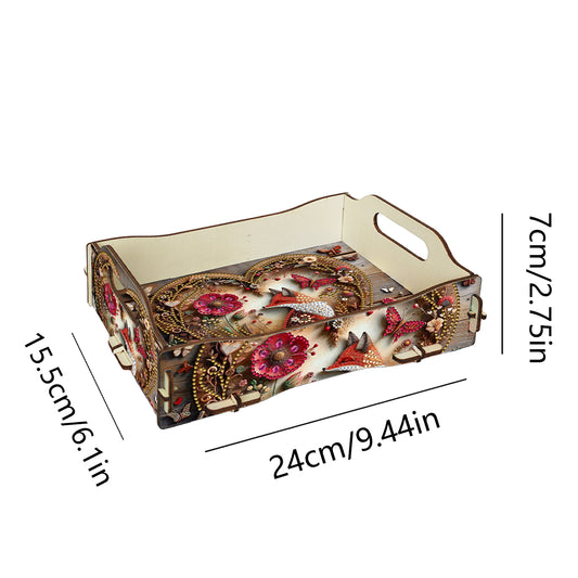 DIY Diamond Painted Dining Plate with Handle Wooden Food Tray Home Decor Gift