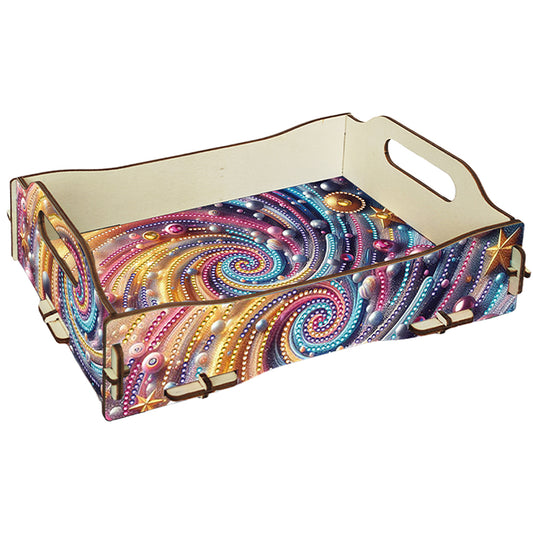 DIY Diamond Painted Dining Plate with Handle Wooden Food Tray Home Decor Gift