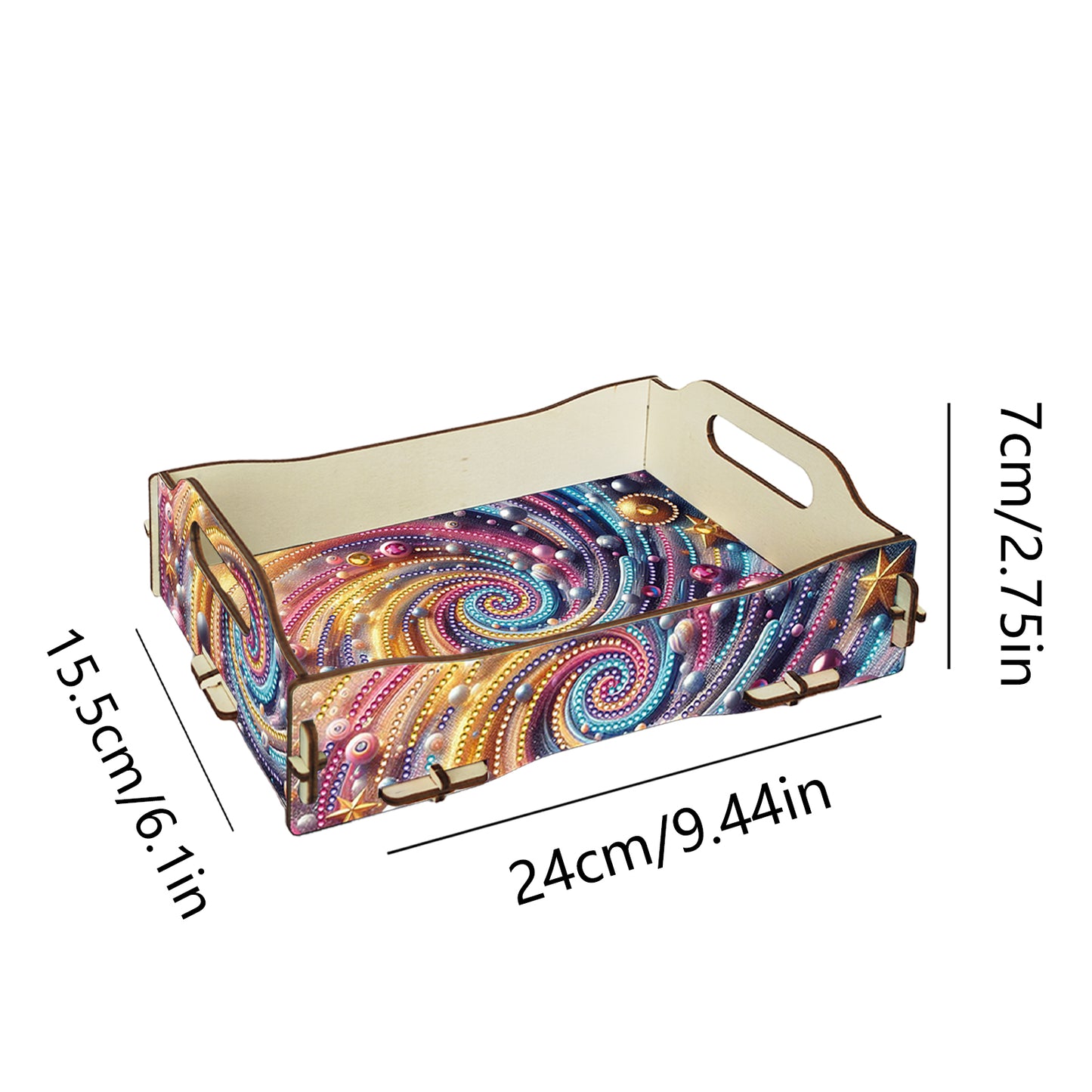DIY Diamond Painted Dining Plate with Handle Wooden Food Tray Home Decor Gift