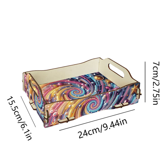 DIY Diamond Painted Dining Plate with Handle Wooden Food Tray Home Decor Gift
