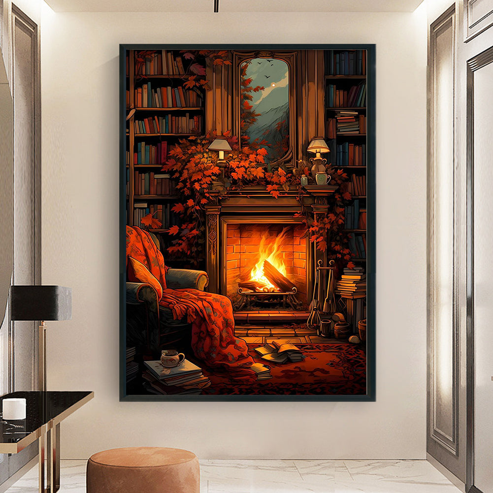 Fireplace By The Window - 11CT Stamped Cross Stitch 40*60CM