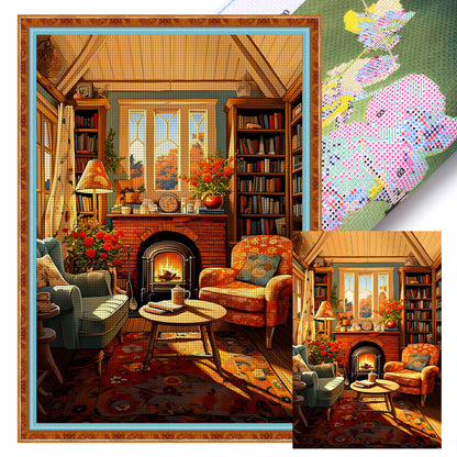 Fireplace By The Window - 11CT Stamped Cross Stitch 40*60CM