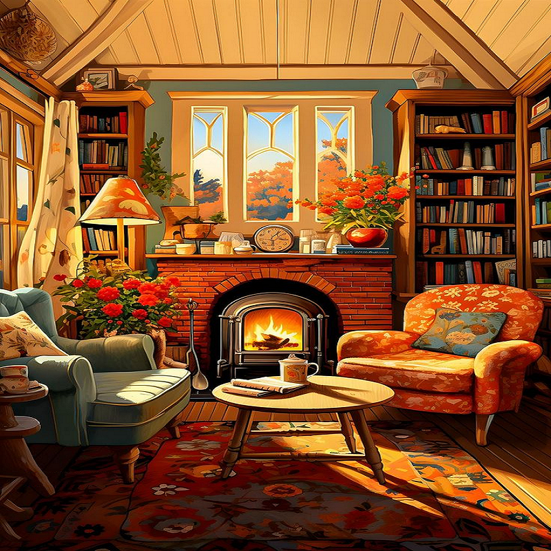Fireplace By The Window - 11CT Stamped Cross Stitch 40*60CM