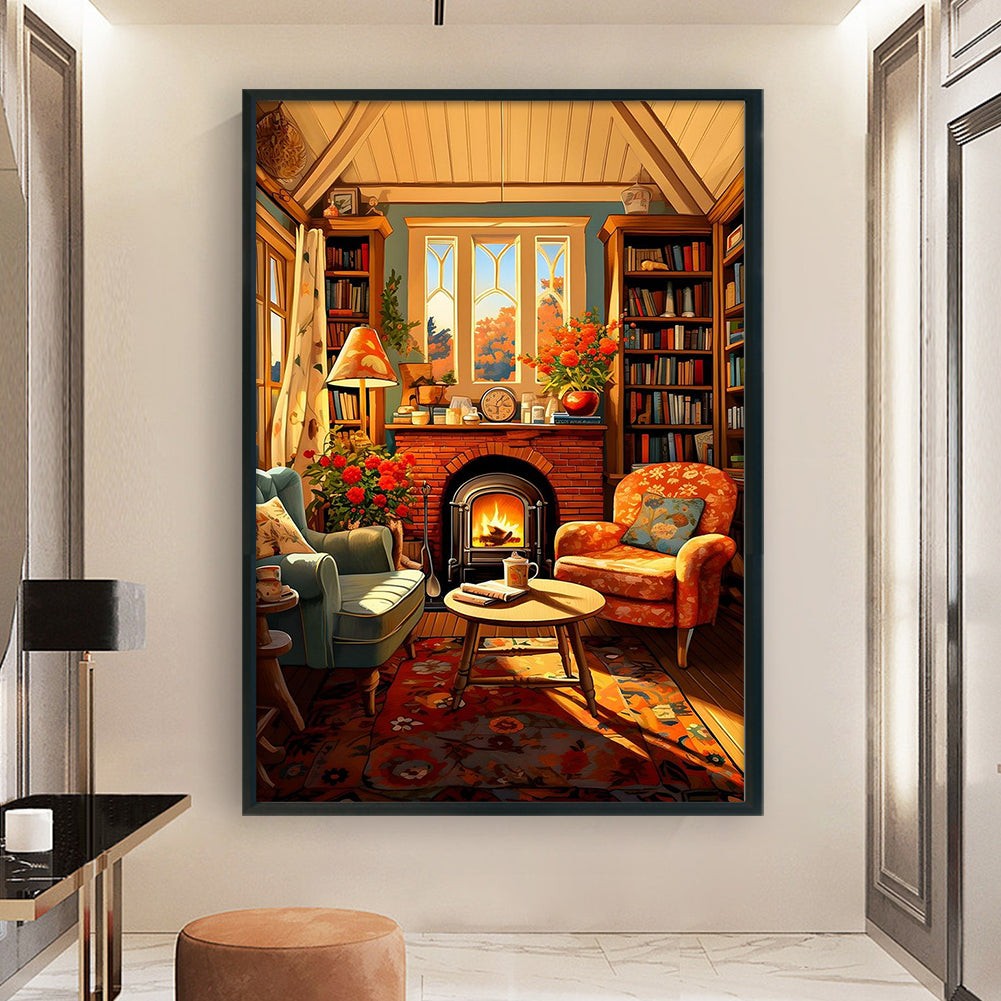 Fireplace By The Window - 11CT Stamped Cross Stitch 40*60CM