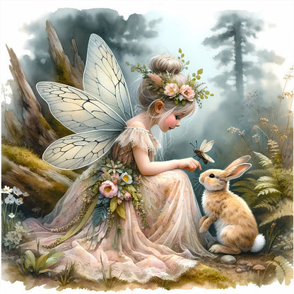 Forest Fairy And Rabbit - 14CT Stamped Cross Stitch 40*40CM