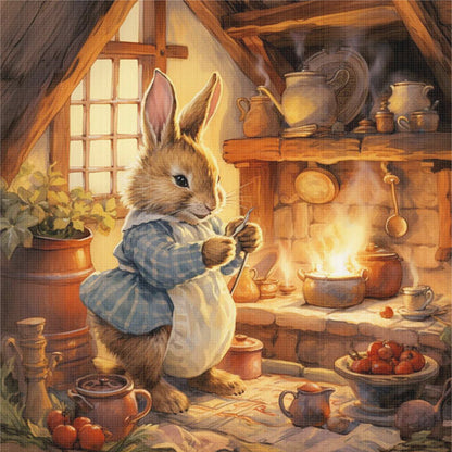 Kitchen Rabbit - 14CT Stamped Cross Stitch 40*40CM