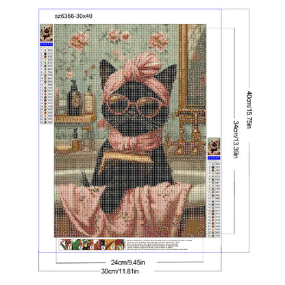 Rich Black Cat - Full Round Drill Diamond Painting 30*40CM