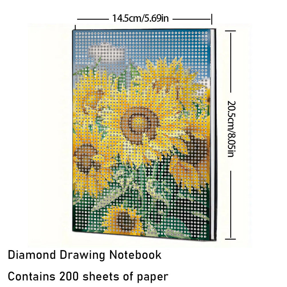5D DIY Diamond Art Painting Notebook Kit Crystal Notepad Sketchbook for Birthday