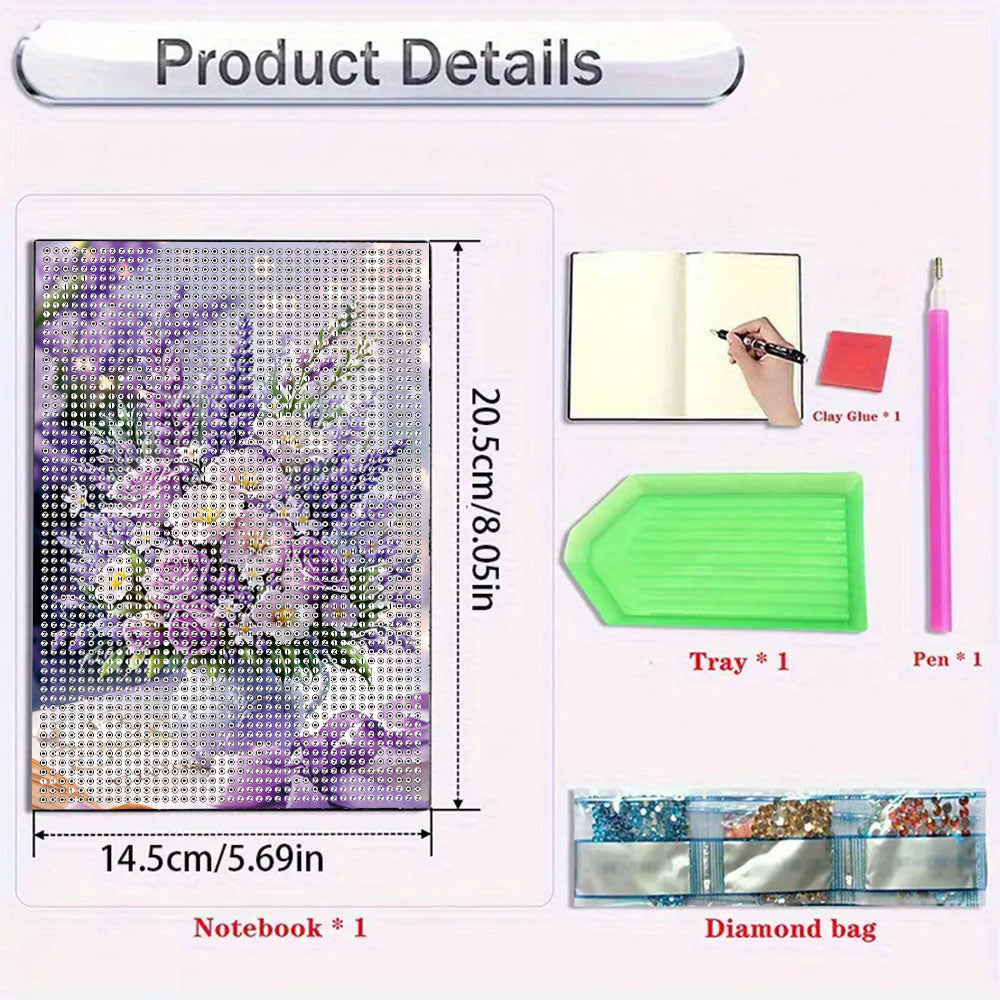 5D DIY Diamond Art Painting Notebook Kit Crystal Notepad Sketchbook for Birthday