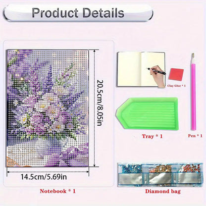 5D DIY Diamond Art Painting Notebook Kit Crystal Notepad Sketchbook for Birthday