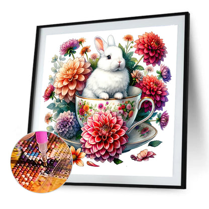 Rabbit And Dahlia - Full Round Drill Diamond Painting 40*40CM
