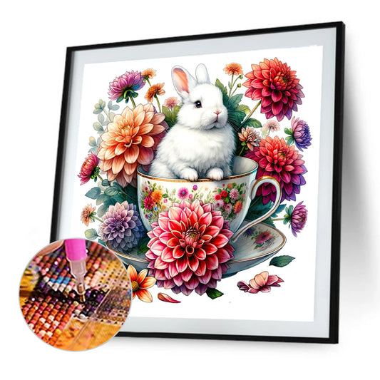 Rabbit And Dahlia - Full Round Drill Diamond Painting 40*40CM
