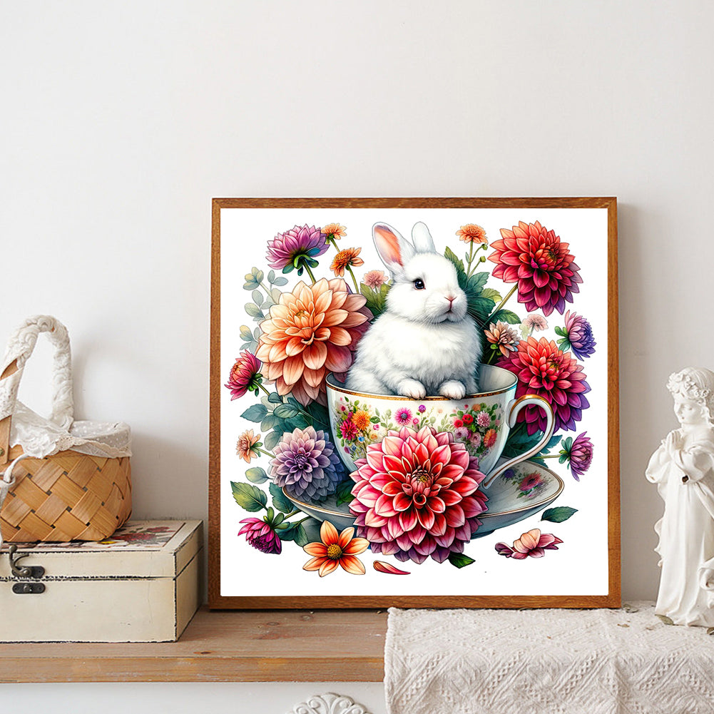 Rabbit And Dahlia - Full Round Drill Diamond Painting 40*40CM