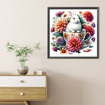 Rabbit And Dahlia - Full Round Drill Diamond Painting 40*40CM