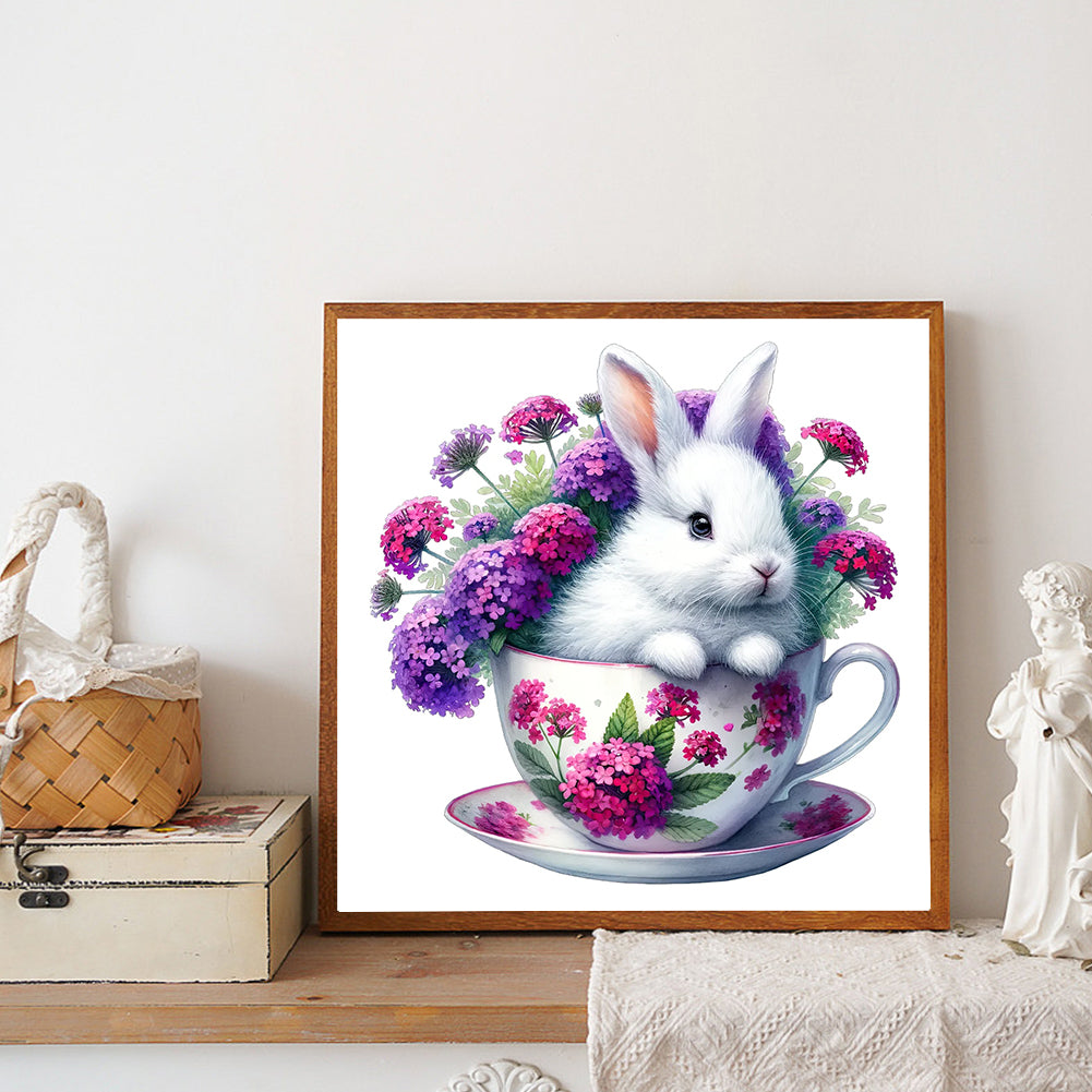 Rabbit And Flower - Full Round Drill Diamond Painting 40*40CM