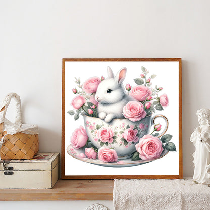 Rabbit And Rose - Full Round Drill Diamond Painting 40*40CM