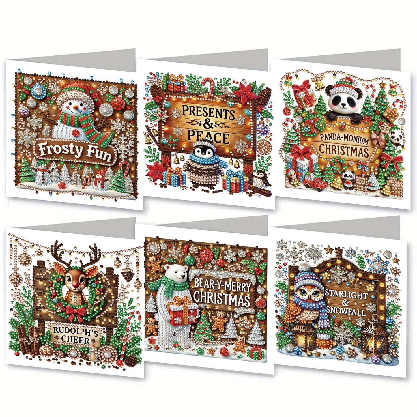 6PCS DIY Diamond Art Greeting Cards Xmas Designs Diamond Art Handmade Cards