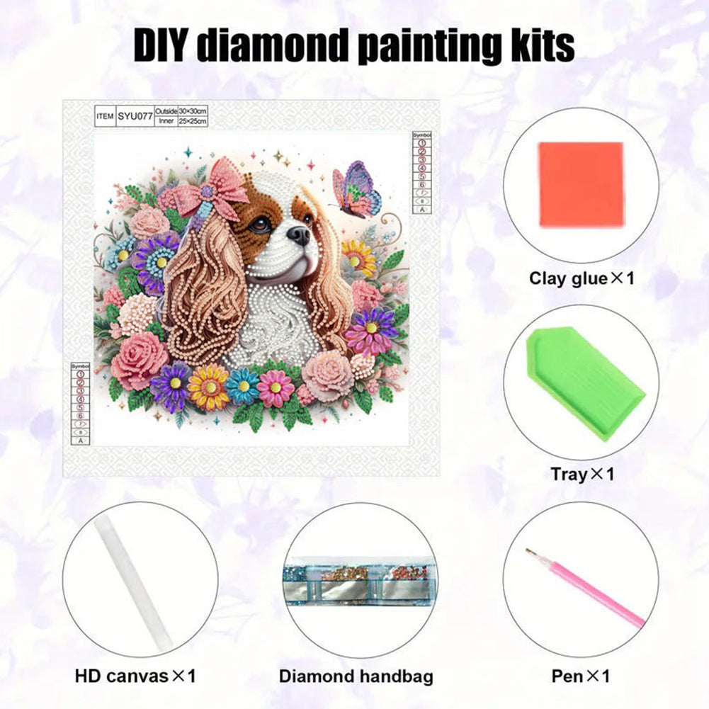 Flower Puppy - Special Shaped Drill Diamond Painting 30*30CM