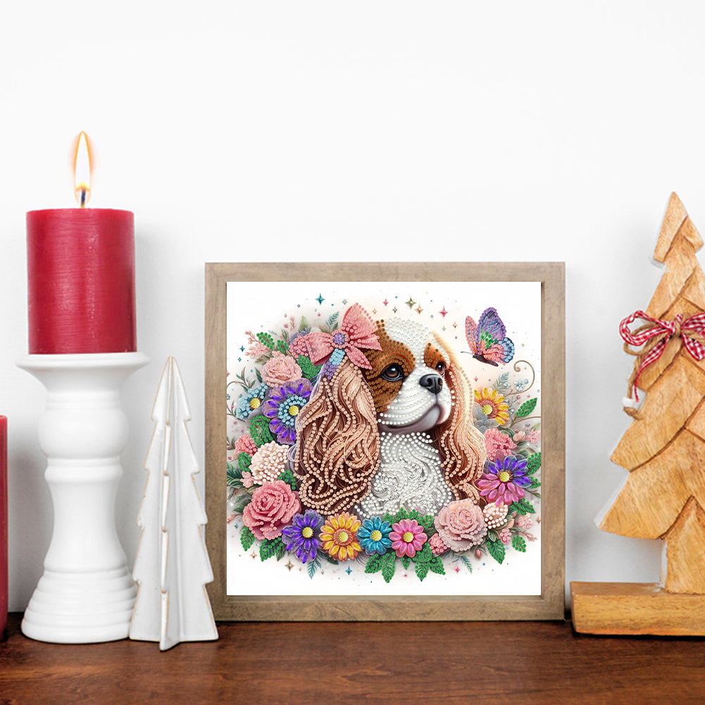 Flower Puppy - Special Shaped Drill Diamond Painting 30*30CM