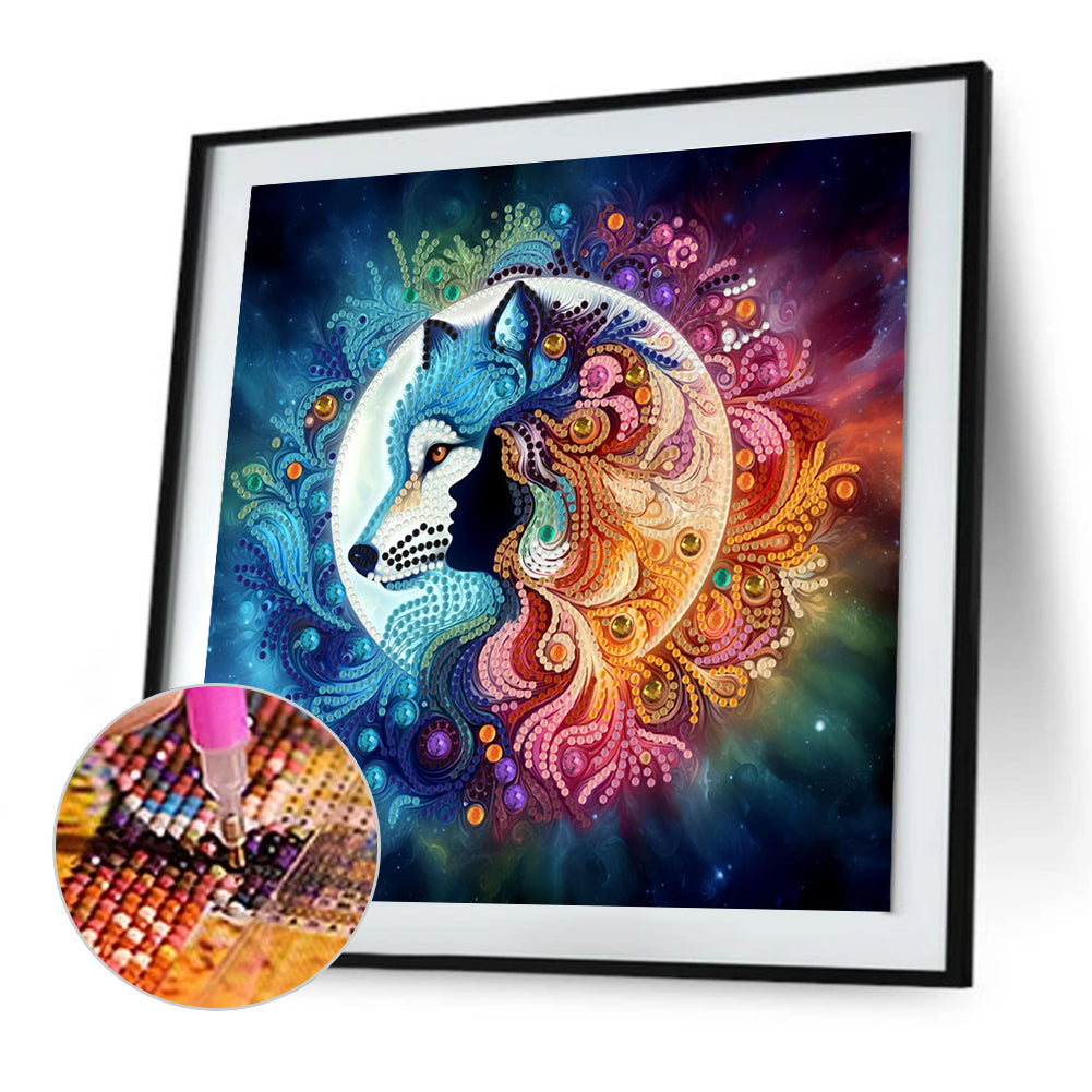 Moonlight Wolf - Special Shaped Drill Diamond Painting 30*30CM