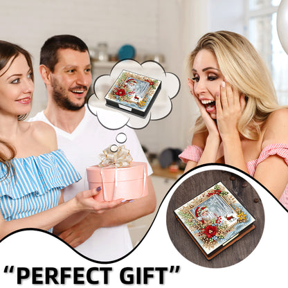 5D DIY Leather Xmas Diamond Painting Notecard Box Gem Art Sticky Note Holder