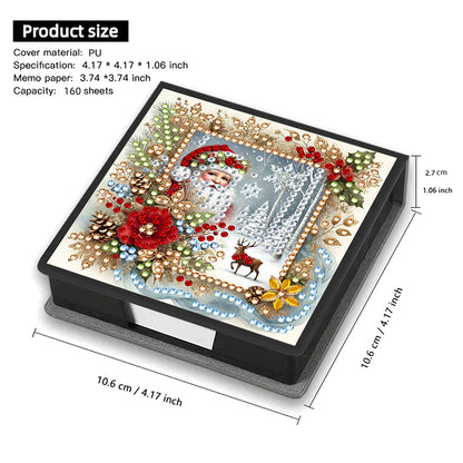 5D DIY Leather Xmas Diamond Painting Notecard Box Gem Art Sticky Note Holder
