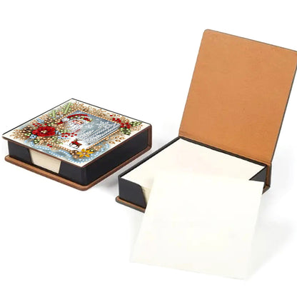 5D DIY Leather Xmas Diamond Painting Notecard Box Gem Art Sticky Note Holder