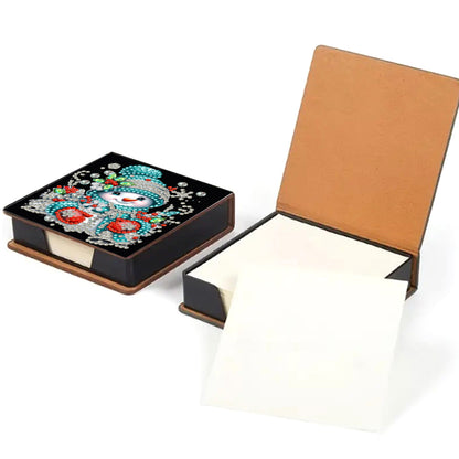 5D DIY Leather Xmas Diamond Painting Notecard Box Gem Art Sticky Note Holder