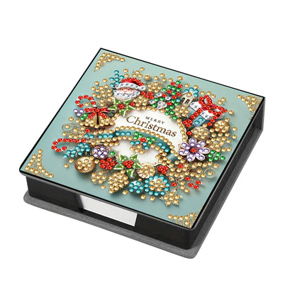 5D DIY Leather Xmas Diamond Painting Notecard Box Gem Art Sticky Note Holder