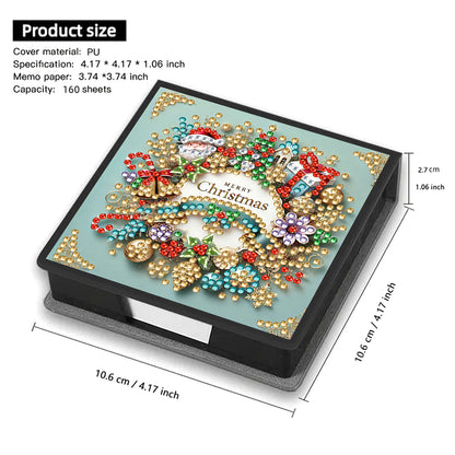 5D DIY Leather Xmas Diamond Painting Notecard Box Gem Art Sticky Note Holder